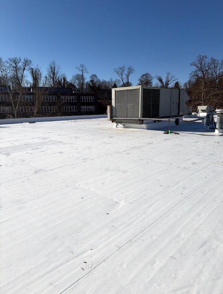 Completed commercial roofing work